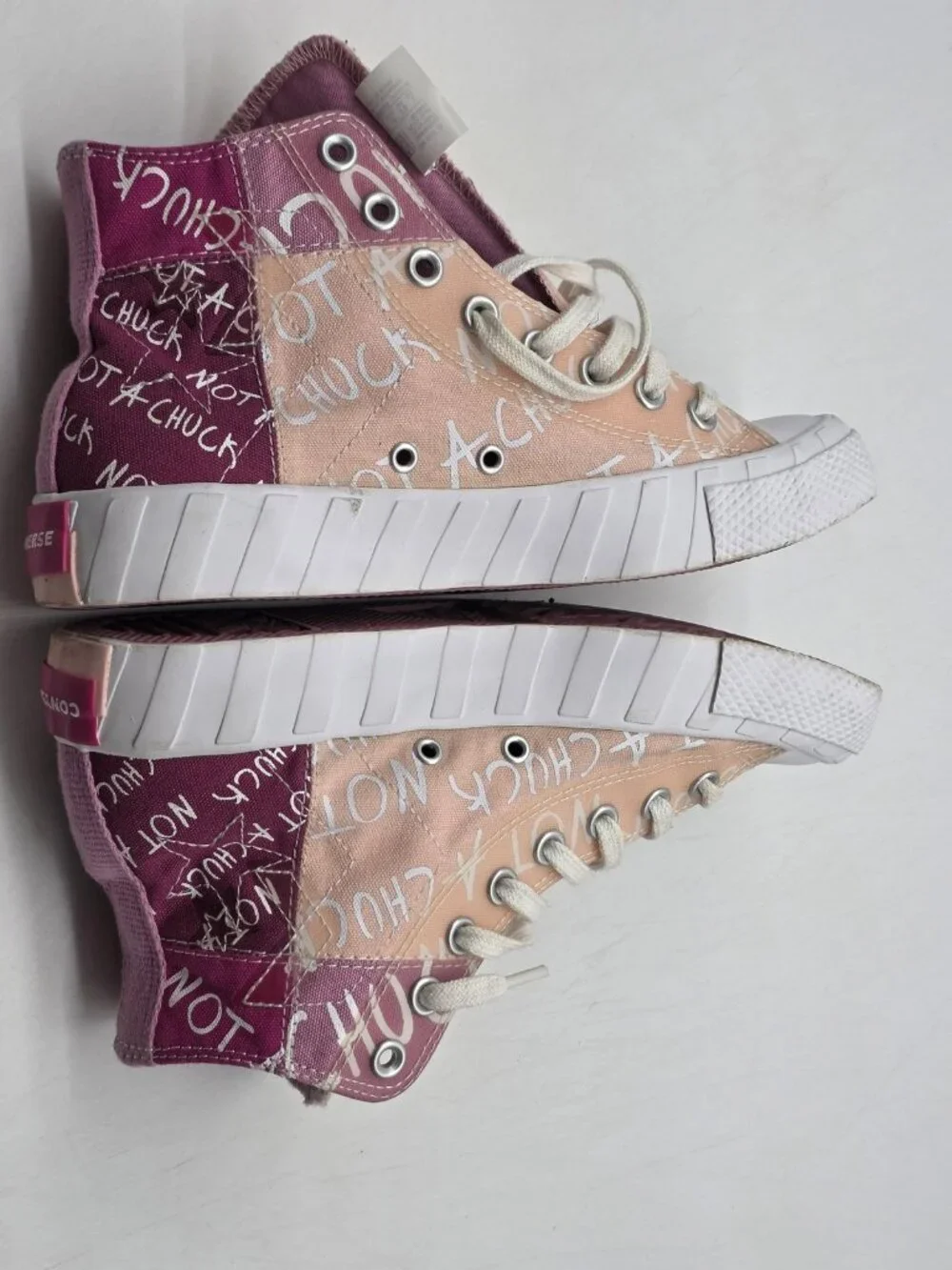 Converse Not A Chuck Shoes Kids Size 7 Pink Canvas High Top Sneakers 272574C